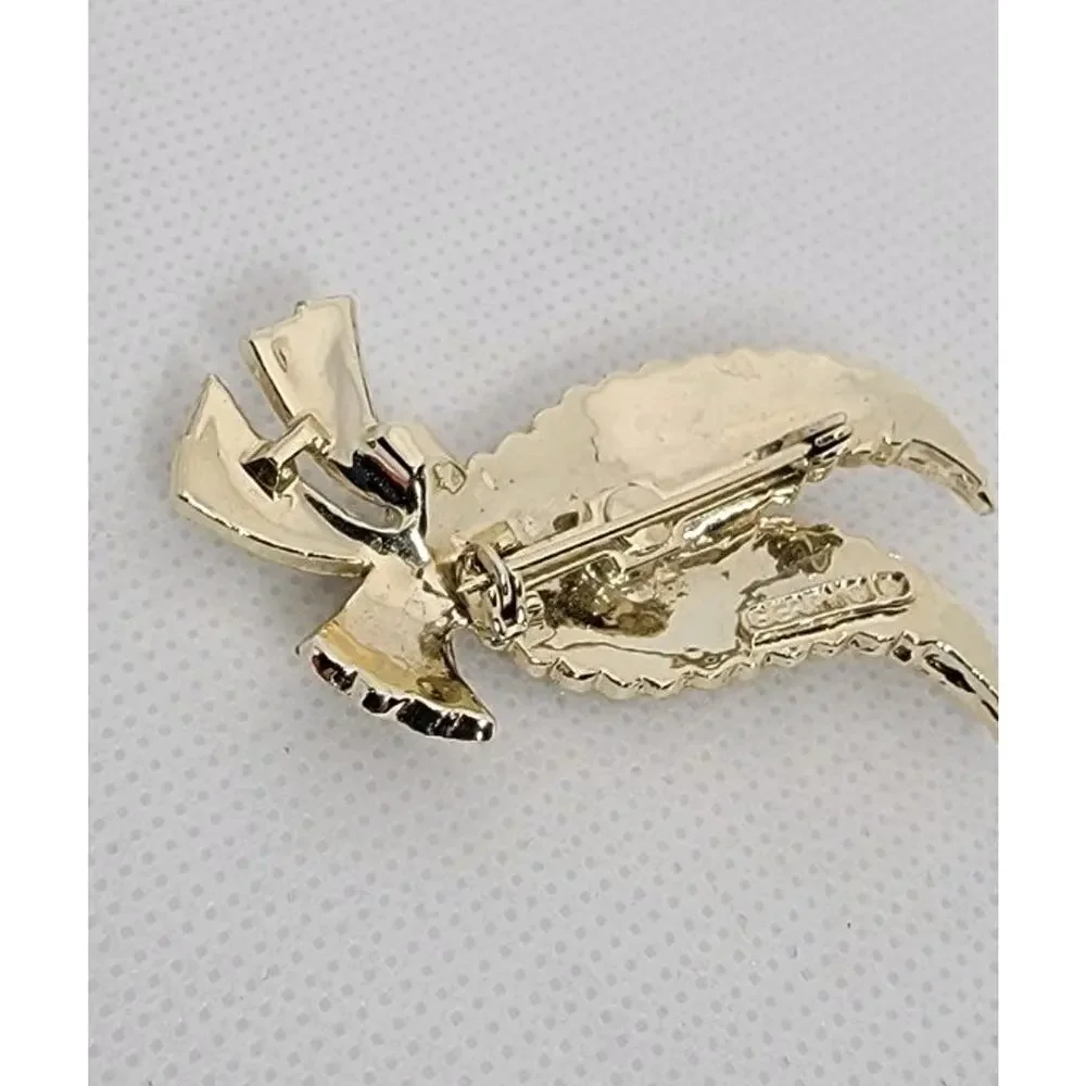 Vintage GERRY'S Signed Gold Tone Leaf Leaves Ribbon Brooch‎ Retro Fall Autumn